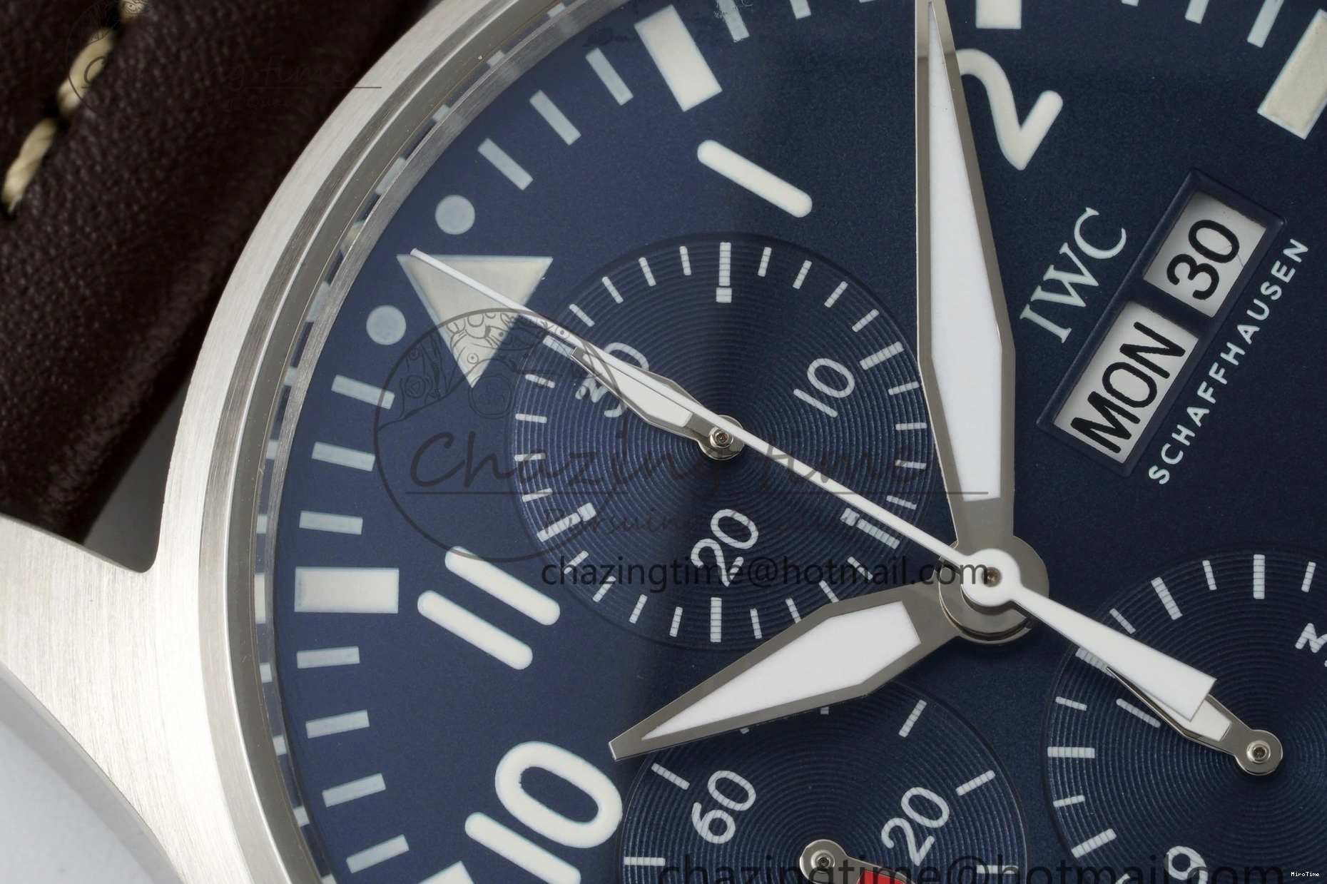 MIROTIME 0423 Pilot Chrono SS AZF 1:1 Best Edition Blue Dial on Brown Leather Strap A TimelessDesign 7060